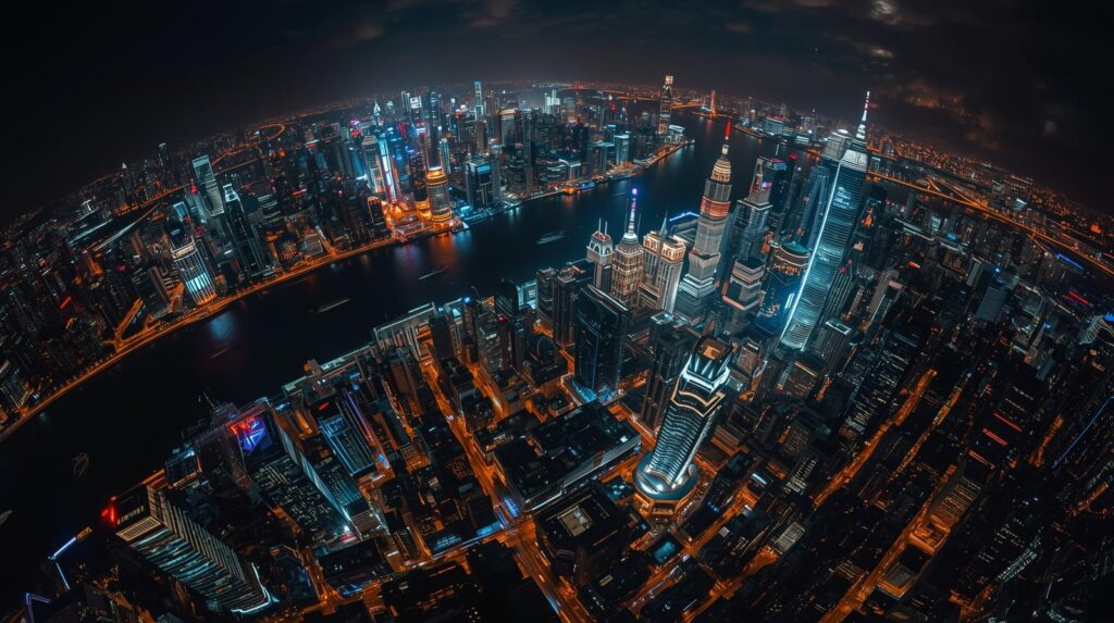 上海の夜景、空撮 上海の夜景、空撮 5 1024x573